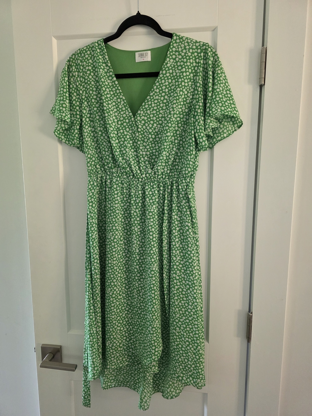 Sienna Sky Green & White Printed Wrap Midi Dress